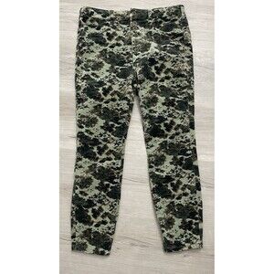 Anthropologie Pilcro Corduroy Pants Womens 32 Green Camo High Rise Skinny soft